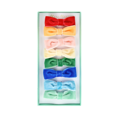 Rainbow Velvet Bow Hair Clips|Meri Meri