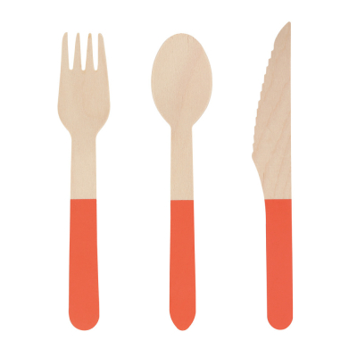 Tomato Red Wooden Cutlery Set|Meri Meri