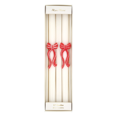Red Stripy Bow Table Candles|Meri Meri