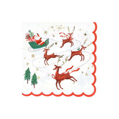 Santa Sleigh And Reindeer Large Napkins|Meri Meri