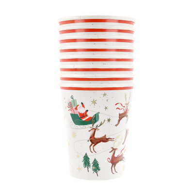 Santa Sleigh And Reindeer Cups|Meri Meri