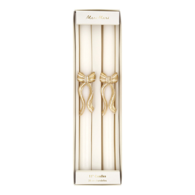 Gold Stripy Bow Table Candles|Meri Meri