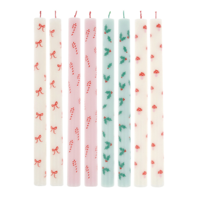 Festive Patterned Table Candles|Meri Meri