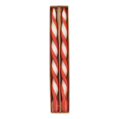 Red Stripe Twist Candles|Meri Meri