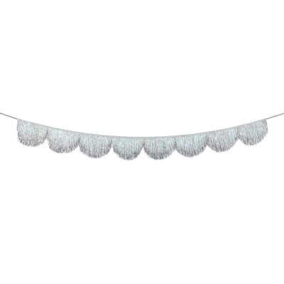 Silver Iridescent Tinsel Scallop Garland|Meri Meri