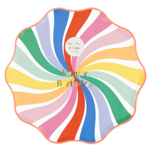 Rainbow Swirl Happy Birthday Dinner Plates|Meri Meri