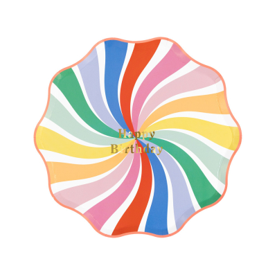 Rainbow Swirl Happy Birthday Side Plates|Meri Meri