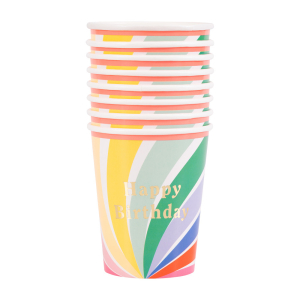 Rainbow Swirl Happy Birthday Cups|Meri Meri
