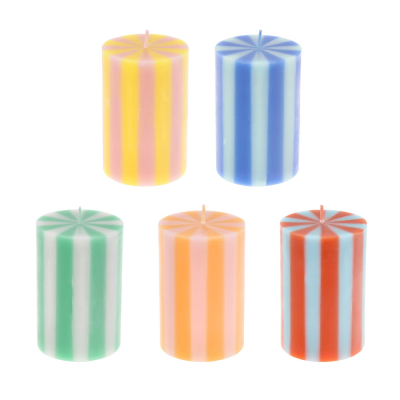 Bright Striped Pillar Candles|Meri Meri