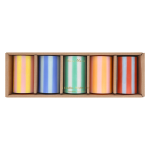 Bright Striped Pillar Candles|Meri Meri