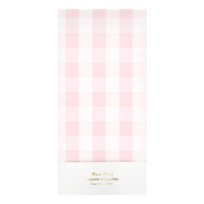 Pink Gingham Paper Tablecloth|Meri Meri