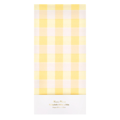 Yellow Gingham Paper Tablecloth|Meri Meri
