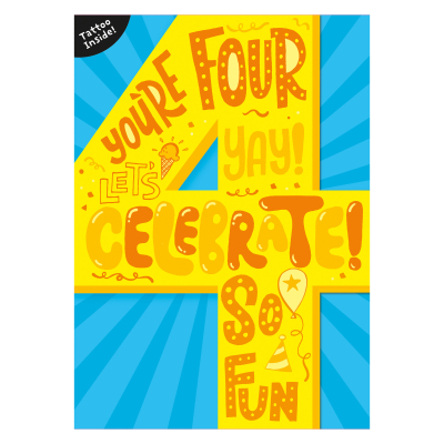 Happy Birthday! I'm 4 Tattoo Card|Peaceable Kingdom