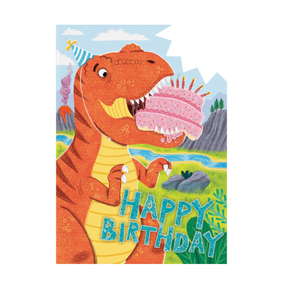 Dino With Cake Card |Peaceable Kingdom