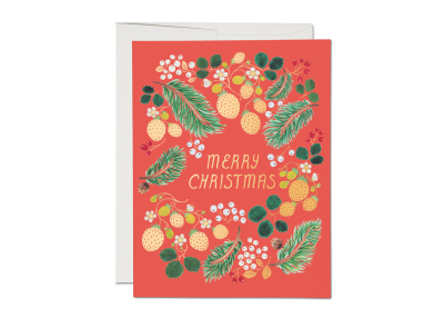 Berry Christmas FOIL Holiday card|Red Cap Cards