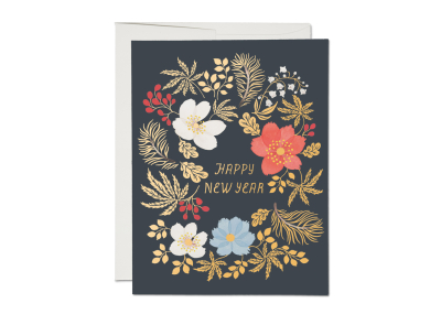 New Year's Wreath FOIL Holiday boxed set|Red Cap Cards