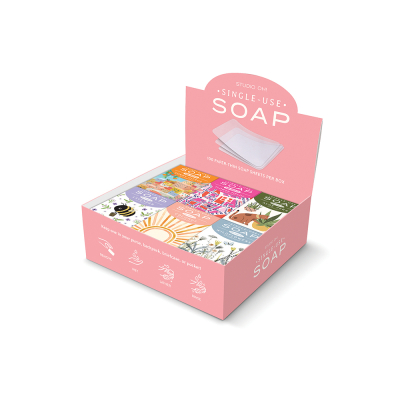 Single-Use Soap Sheets Pre-Pack with Display (6 each of 6 SK