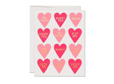 Conversation Hearts Valentine card|Red Cap Cards