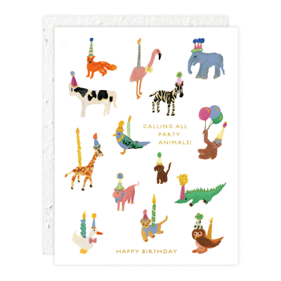 Animal Party Birthday Card|Seedlings
