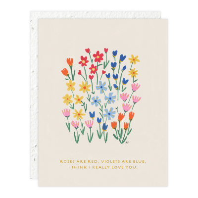 Roses + Violets Love Single Card|Seedlings