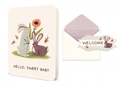 Hello, Sweet Baby Bunnies Deluxe Greeting Card|Studio Oh