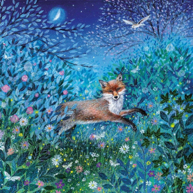 Fox In Moonlit Garden