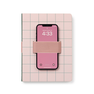 Peach & Green Grid Casey Notebook with Phone Loop|Studio Oh