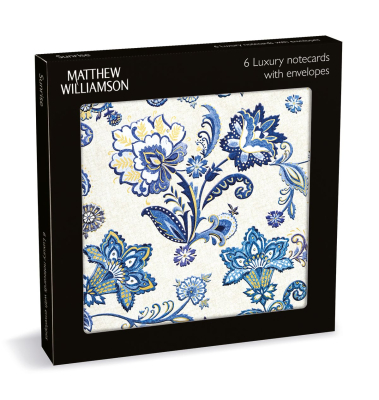 NOTECARD Square Lux Paisley Blue