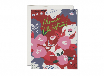 Ruby Red Flower FOIL Holiday|Red Cap Cards
