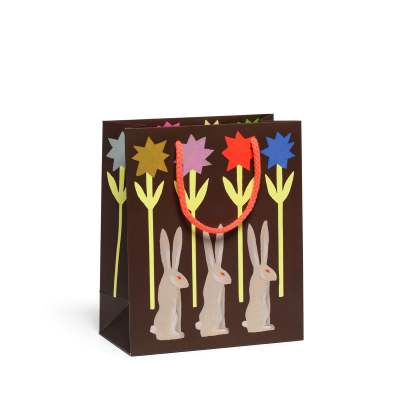 Rabbit And Flowers Medium Bag|Red Cap Cards