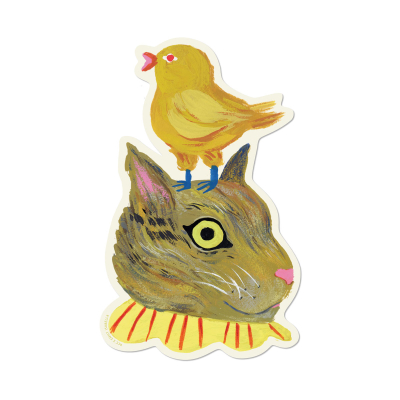 Cat Bird sticker|Red Cap Cards
