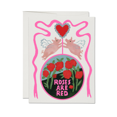 Ribbons And Roses Spot Valentine Card|Red Cap Cards