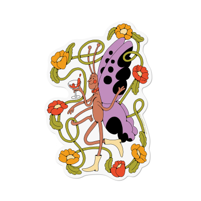 Butterfly Cheers sticker|Red Cap Cards