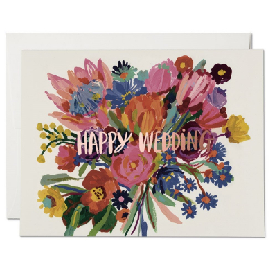 Happy Wedding Flowers|Red Cap Cards