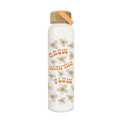 Grow with the Flow Glass Water Bottle with Bamboo Lid|Studio
