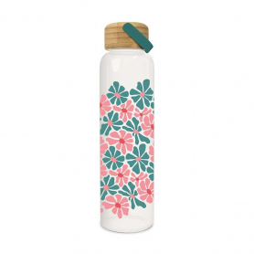 Daisy Maze Glass Water Bottle with Bamboo Lid|Studio Oh
