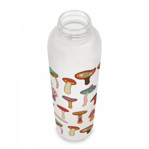 Mushroom Melody Glass Water Bottle with Bamboo Lid|Studio Oh