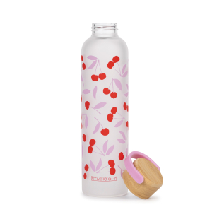 Cherry Sweet Glass Water Bottle with Bamboo Lid|Studio Oh