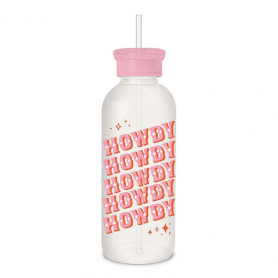 Howdy Partner Glass Water Bottle with Straw|Studio Oh