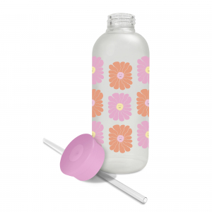 Just for Grins Glass Water Bottle with Straw|Studio Oh