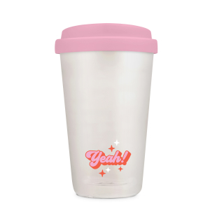 Funk It! Glass Coffee Tumbler with Sip-Through Silicone Lid|