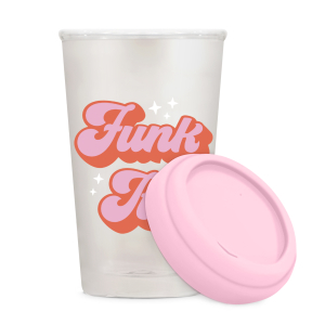 Funk It! Glass Coffee Tumbler with Sip-Through Silicone Lid|