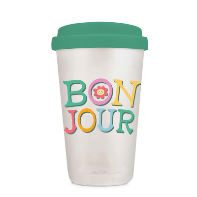 Bonjour Glass Coffee Tumbler with Sip-Through Silicone Lid|S