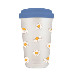 Do No Harm Glass Coffee Tumbler with Sip-Through Silicone Li