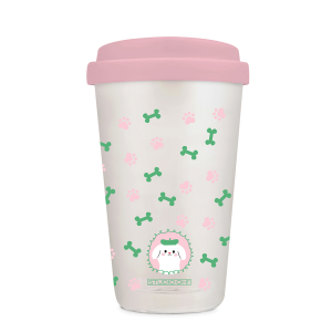 Ooh La La Pooch Glass Coffee Tumbler with Sip-Through Silico