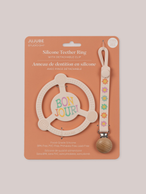 Silicone Teether Ring with Detachable Clip Bonjour Bébé|JuJu