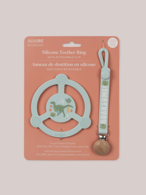 Silicone Teether Ring with Detachable Clip Roarsome