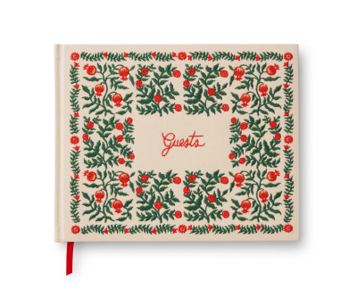 Christmastide Embroidered Fabric Guest Book|Rifle Paper