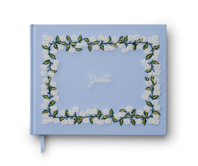 Hydrangea Embroidered Fabric Guest Book|Rifle Paper