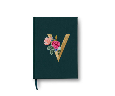 Garden Party Embroidered Monogram Journal - V|Rifle Paper